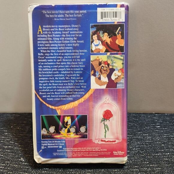 Beauty and the Beast VHS Tape 1992 Walt Disney Classic Animated Movie Disney - Picture 5 of 7